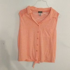 Sleeveless coral blouse